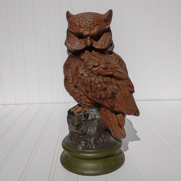 Vintage Great Horned Owl Ceramic Statue Figurine Hand Painted Byron Mold MCM 70s - Picture 1 of 12